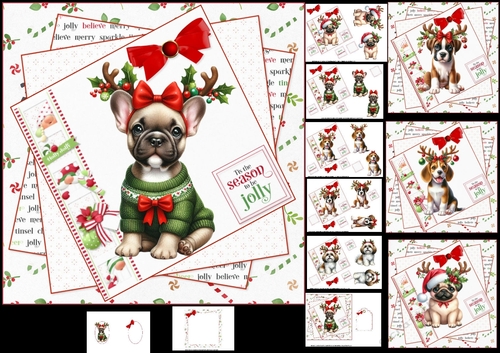7x7 Reindeer dogs choice of four mini kit