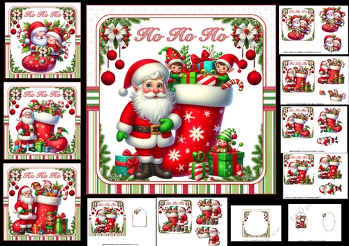 6x6 Ho Ho Ho Santas visit choice of four mini kit