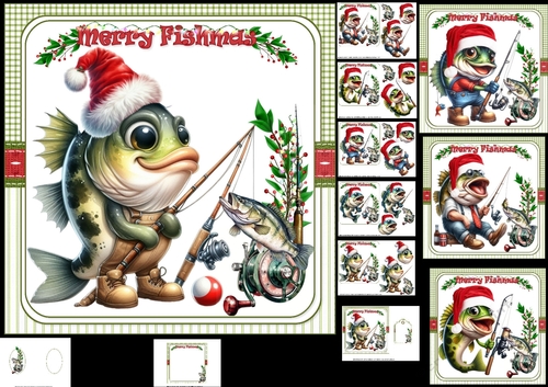 7x7 Merry Fishmas choice of four mini kit