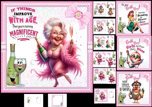 7x7 Fun birthday quotes for the ladies choice of four mini kit