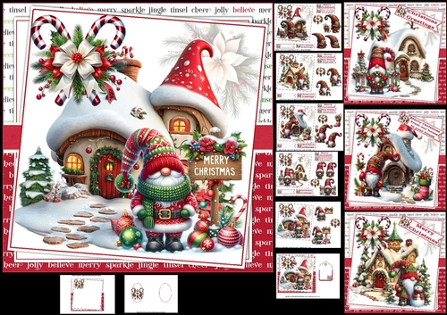 7x7 Gnome for Christmas wishes choice of four mini kti