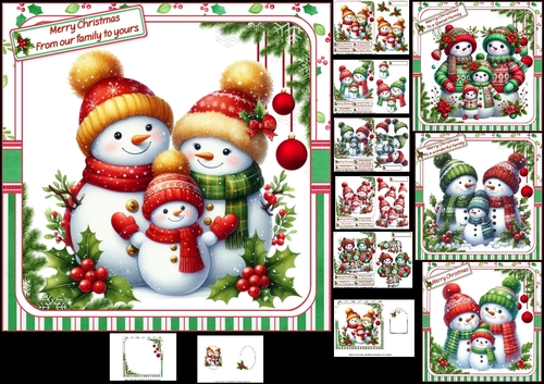 7x7 Snow family Christmas choice of four mini kit