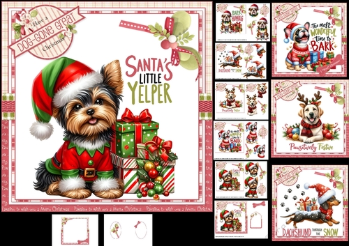 7x7 Dog-gone merry Christmas choice of four mini kit