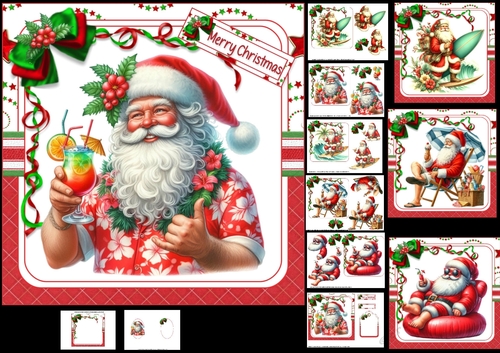 7x7 Sun Sea and surf Santa choice of four mini kit