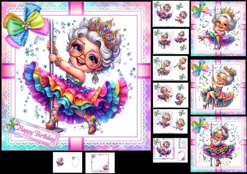 7x7 Golden oldies birthday fun choice of four mini kit