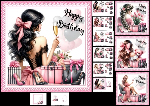 7x7 Birthday girl choice of four mini kit