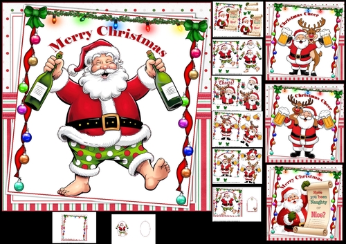 7x7 Jolly Santa choice of four mini kit