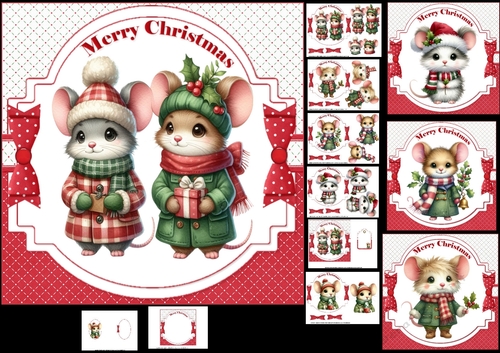 7x7 Christmas mouse choice of four mini kit