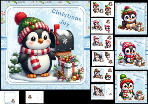 7x7 Penguin Christmas Joy choice of four mini kit