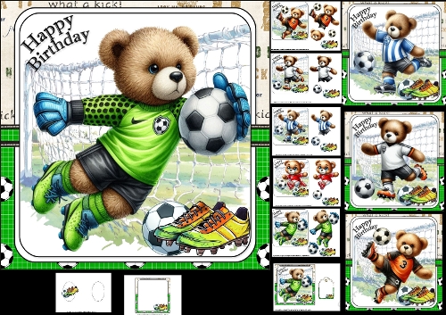 7x7 Football Teddy birthday boy choice of four mini kit