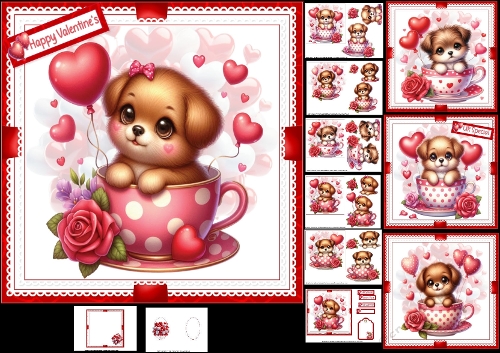7x7 A cup of puppy love choice of four mini kit