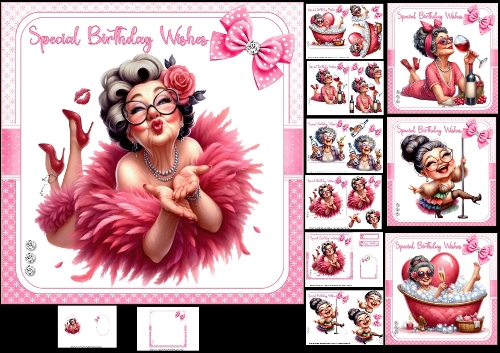 7x7 Fun loving birthday wishes choice of four mini kit