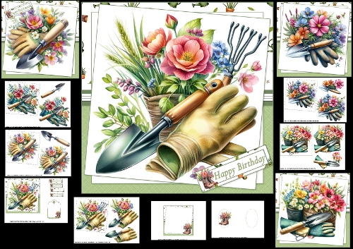 7x7 For the love of gardening birthday/retirement choice of four mini kit
