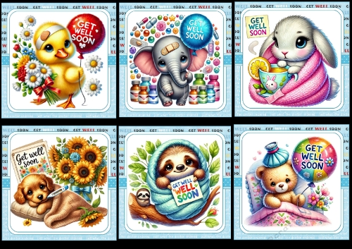 6x6 get well soon choice of six mini kit