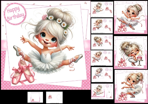7x7 Ballerina girl birthday choice of four mini kit