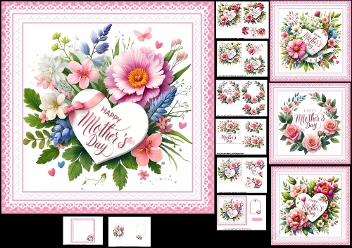 7x7 Hearts and flowers for mother choice of four mini kit
