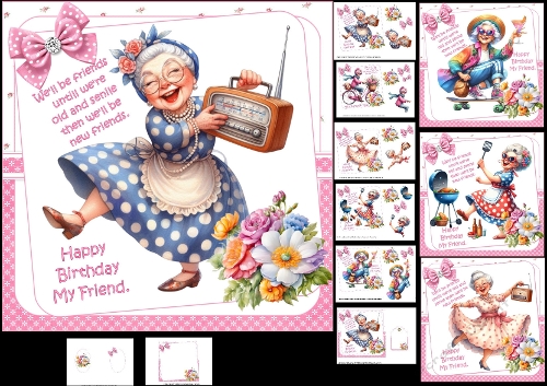 7x7 Summer grandma birthday fun choice of four mini kit
