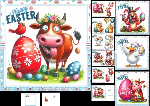 7x7 Happy Easter on the farm choice of four mini kit
