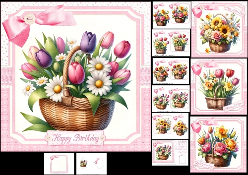 7x7 Spring flower basket choice of four mini kit