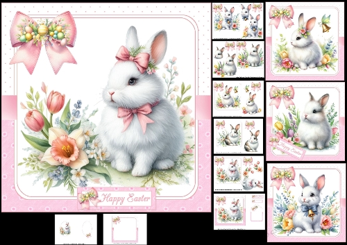 7x7 Watercolor Easter bunny choice of four mini kit