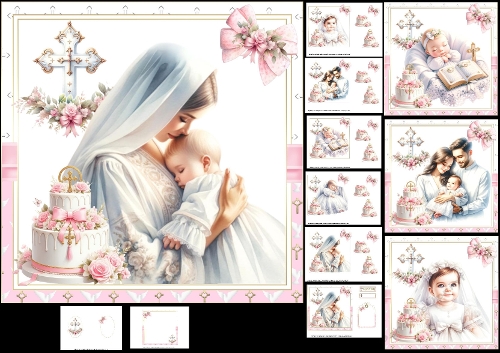7x7 Christening baby girl choice of four mini kit