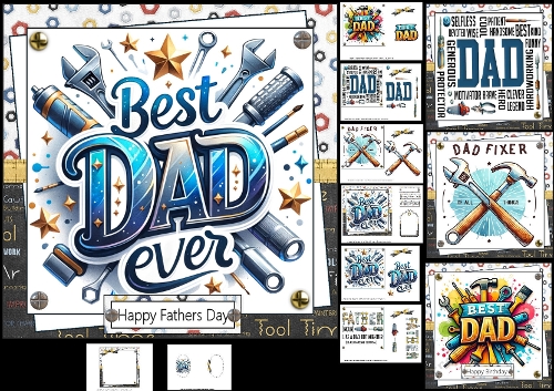 7x7 Best dad fixer ever choice of four mini kit