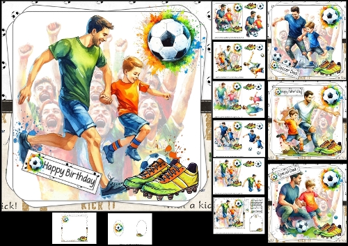 7x7 Soccer dad choice of four birthday/fathers day mini kit