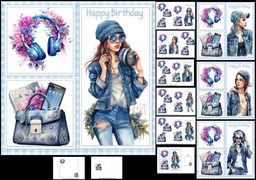 7x7 Denim girl loves her music choice of four mini kit
