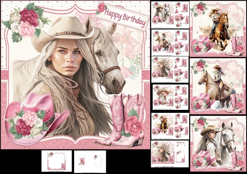 7x7 Just a girl who loves horses choice of four mini kit