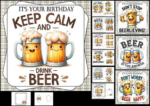 cup1375808_1209 - 7x7 Beer birthday wishes choice of four mini kit