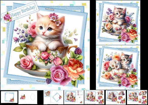 cup1376454_1209 - 7x7 Kitten in a teacup choice of three mini kit