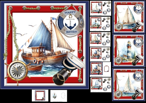 cup1376570_1209 - 7x7 Its a nautical life choice of four mini kit