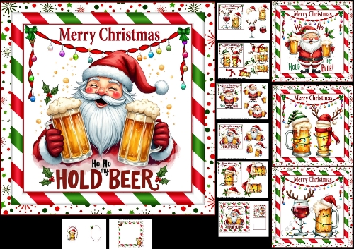 7x7 HO HO Hold my beer Christmas wishes choice of four mini kit