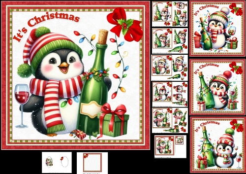 cup1386955_1209 - 7x7 Penguin Christmas cheer choice of four mini kit
