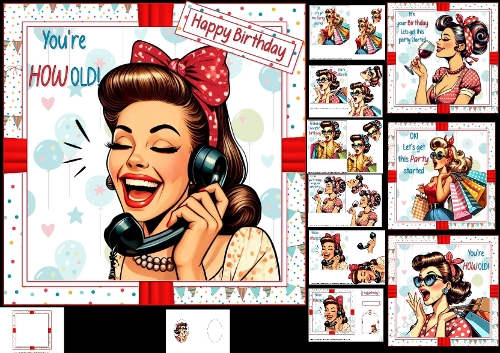cup1387587_1209 - 7x7 Retro birthday wishes choice of four mini kit