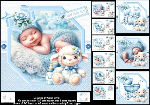 cup1390662_1209 - 7x7 Sweet baby boy choice of four mini kit