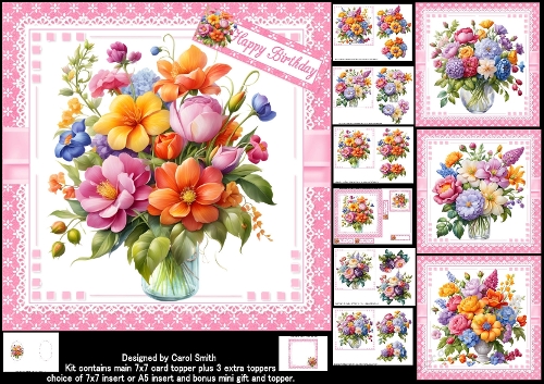 cup1392195_1209 - 7x7 Beautiful flowers choice of four mini kit