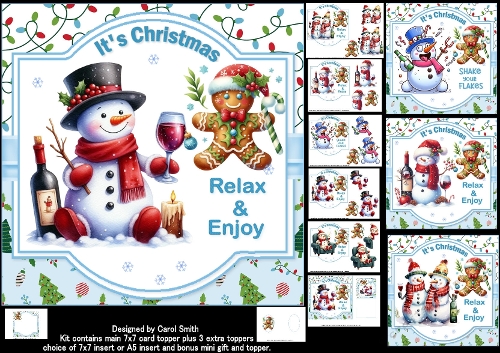 7x7 Snowmen Chillin for Christmas choice of four mini kit