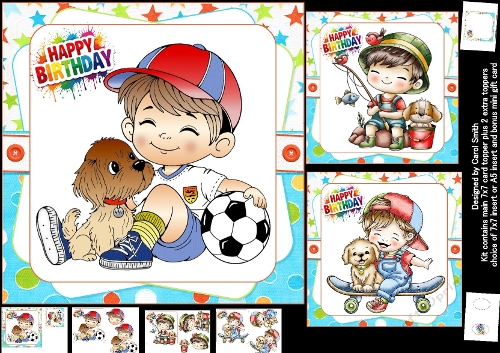 7x7 Sporty boy birthday fun 1 choice of three mini kit