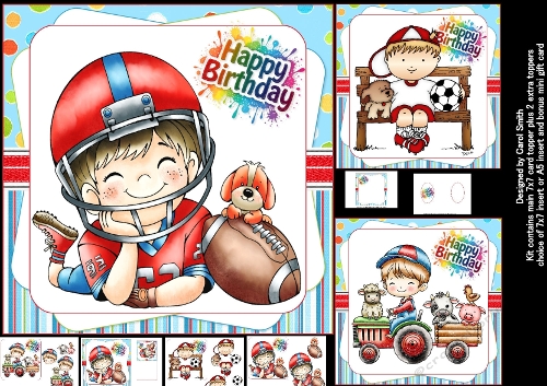 7x7 Sporty boy birthday fun 2 choice of three mini kit