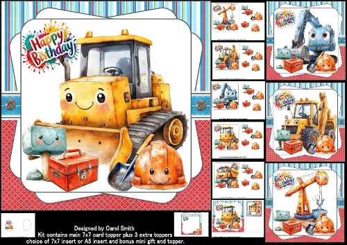 7x7 Construction birthday boy choice of four mini kit 2