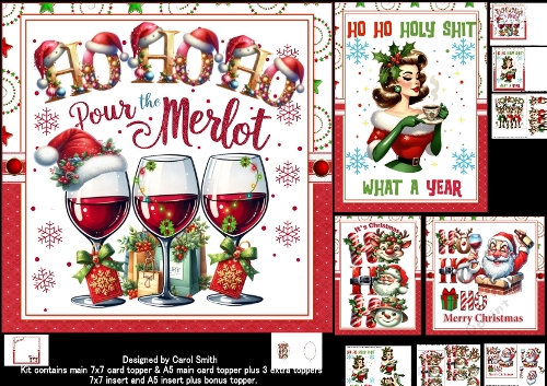 Ho Ho Ho Christmas wishes choice of four 7x7 & 5x7 mini kit
