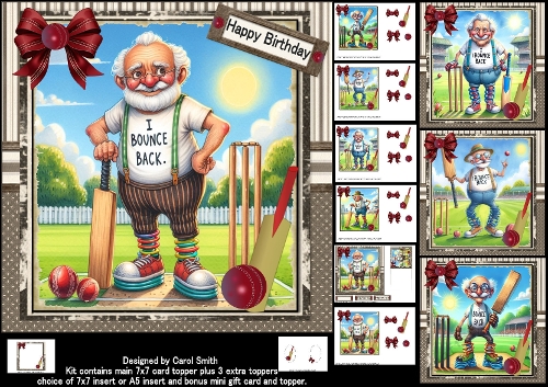 7x7 Grandpa loves his cricket choice of four mini kit