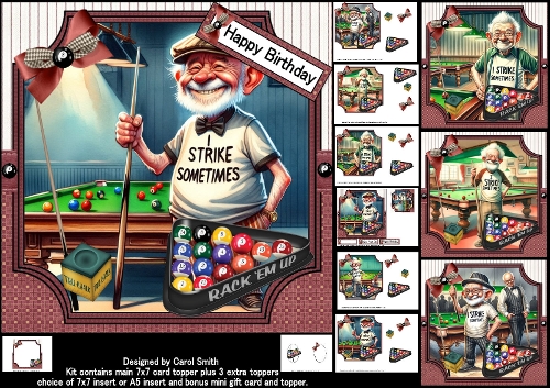 7x7 Grandpa loves his billiards choice of four mini kit