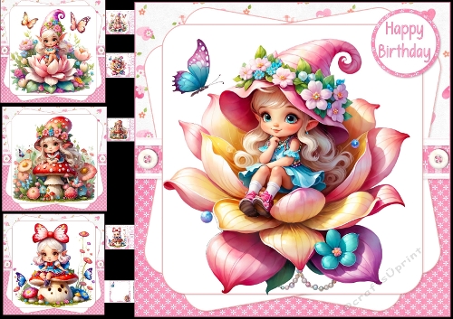 8x8 Cute pixie girl wishes choice of four mini kit