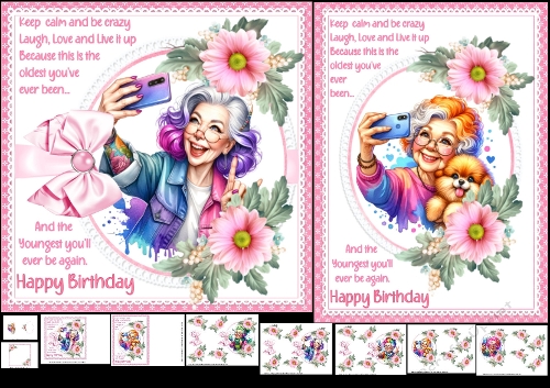 Quirky grandma birthday wishes 7x7 & A5 choice of four mini kit