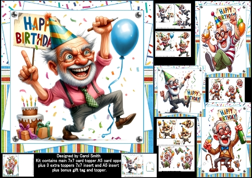 Quirky grandpa birthday wishes 7x7 & A5 choice of four mini kit