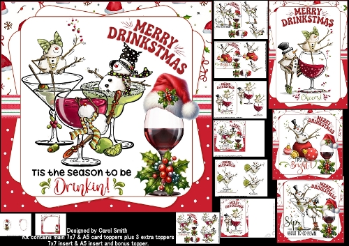 Merry Drinkmas 7x7 and A5 choice of four mini kit