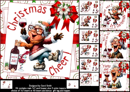 7x7 Tipsy and bright Christmas wishes choice of four mini kit
