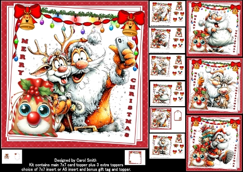 7x7 Whimsical Christmas Santa choice of four mini kit